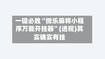 一键必胜“微乐麻将小程序万能开挂器	”(透视)其实确实有挂-第2张图片